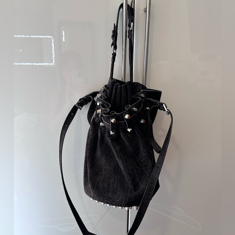 LIKE NEW Alexander Wang Bucket Bag, suede snakeskin pattern